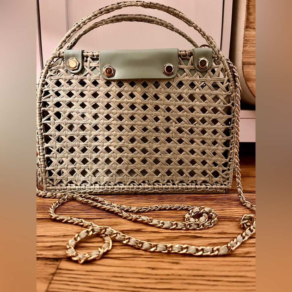 House of Harlow 1960 Mint Woven Bag with Detachable Pouch - Picture 3 of 12